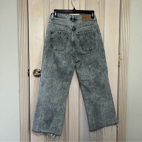 Zara Straight leg acid washed black gray raw frayed hem jeans 9589 - Picture 3 of 11